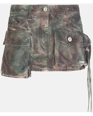 The Attico Mini Gonna 'Fay' Stained Camouflage - Grigio