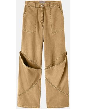 The Attico Khaki Tailored Cotton Cargo Trousers - Natural
