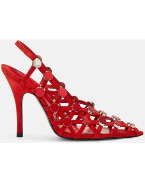 The Attico Grid' Vibrant Slingback - Red