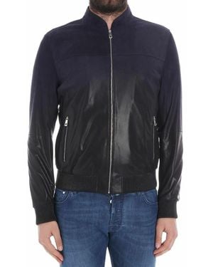 KARL LAGERFELD Leather And Suede Jacket - Blue