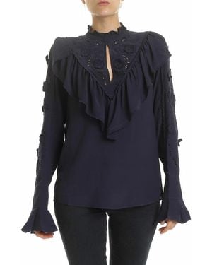 See By Chloé Ink Blouse With Embroidery - Blue
