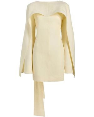 KHAITE Onis Short Linen Dress With Ruffles - White