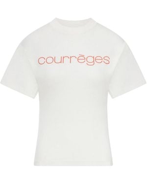 Courreges Cotton T-Shirt With Print - White