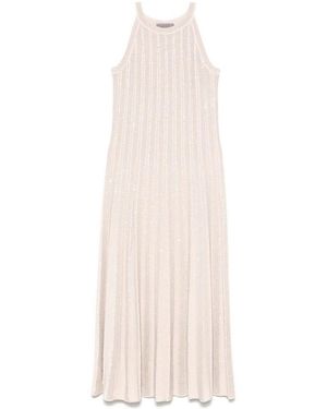 D. EXTERIOR Long Dress Sleeveless Lurex-Effect - White