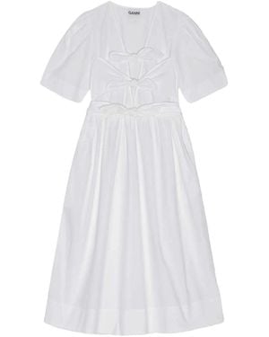 Ganni Dress With Bows - White