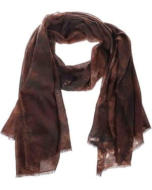 Avant Toi Fringed Camouflage Gauze Stole - Brown