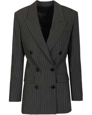Isabel Marant Double-Breasted Pinstriped Blazer - Black