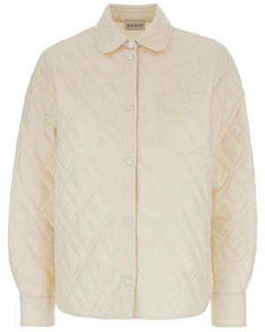 Moncler Quilted Jacket With Buttons - Natural