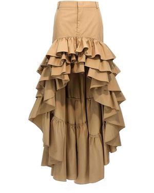 Moschino Asymmetrical Cotton Canvas Skirt - Natural