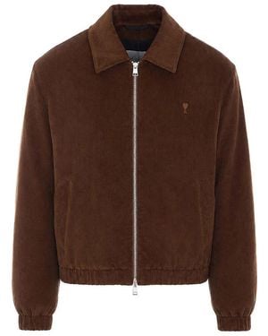 Ami Paris Ami De Coeur Padded Jacket - Brown