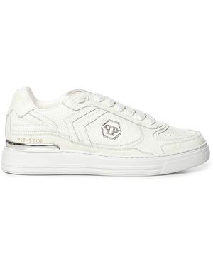 Philipp Plein Leather Sneaker With Logo - White