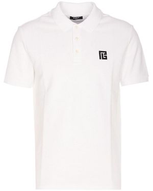 Balmain Embroidered Pb Logo Polo - White