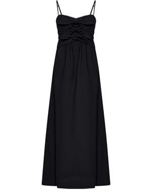 MSGM Long Textured Stretch Cotton Dress - Black
