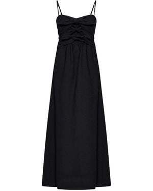 MSGM Long Textured Stretch Cotton Dress - Black