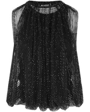 Sportmax Nodo Mesh Top With Crystals - Black
