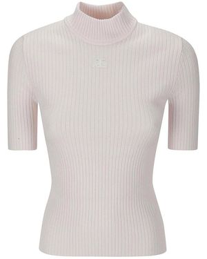 Courreges Knit Ss Jumper - White