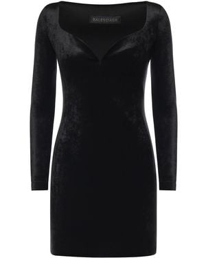 Balenciaga Sweetheart Neckline Dress - Black