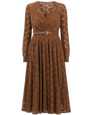 Max Mara Chocolate Floral Lace Midi Dress - Brown