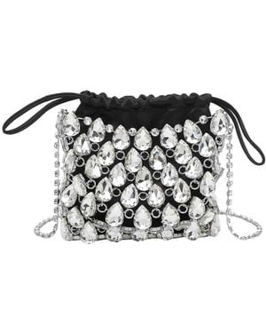 Self-Portrait Mini Crystal Chainmail Handbag - Black