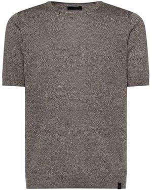 Fay Linen And Cotton T-Shirt - Grey