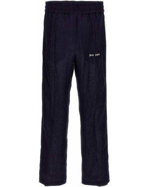 Palm Angels Classic Logo Linen Track Joggers - Blue