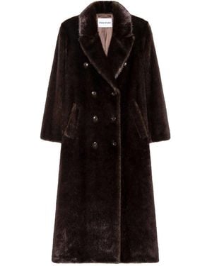 Stand Studio Harper Faux Fur Long Coat - Black