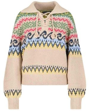Polo Ralph Lauren Fair-Isle Lace-Up Jumper - Multicolour