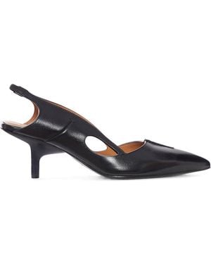 Capasa Leather Slingback With Cut-Out Details - Black
