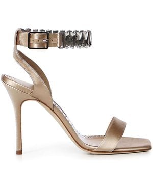 Manolo Blahnik Bayosan Satin Sandals - White