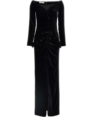 Alessandra Rich Velvet Off The Shoulder Dress - Black
