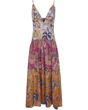 FARM Rio Ligia Floral Mix Maxi Dress Sleeveless - Purple