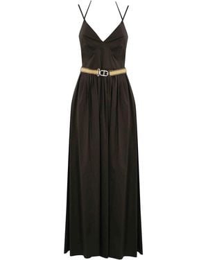 Twinset Long Poplin Dress With Belt - Black