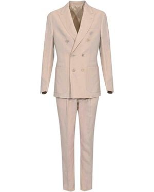 Eleventy Double-Breasted Suit - Natural