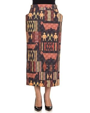 Stella Jean Cotton Blend Skirt - Red