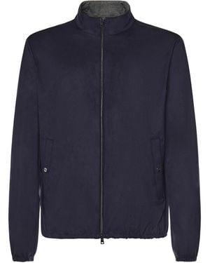 Herno Suede-Effect Jacket - Blue