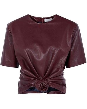Magda Butrym Leather Cropped Blouse - Purple