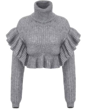 Elisabetta Franchi Mohair Wool Sweater - Gray