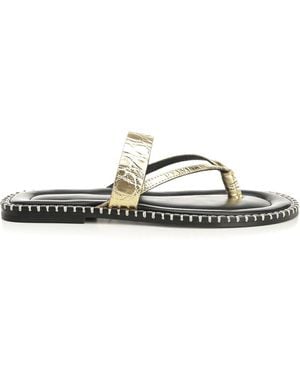 Dries Van Noten Metallic Leather Flip-Flops
