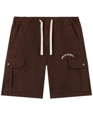 Palm Angels Bermuda Cargo With Logo - Brown