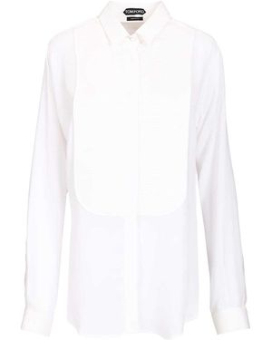 Tom Ford Silk Tuxedo Shirt - White