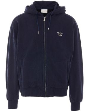 Drole de Monsieur Slogan Zip Up Sweatshirt - Blue