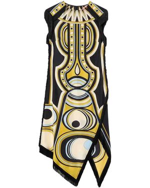 La DoubleJ Asymmetric Dress With Fringes - White