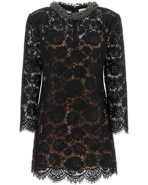 Self-Portrait Lace Dress With Jewel Collar - Black