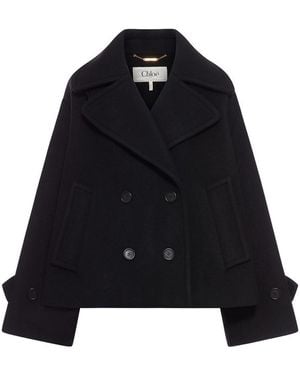 Chloé Oversized Short Wool Coat - Black