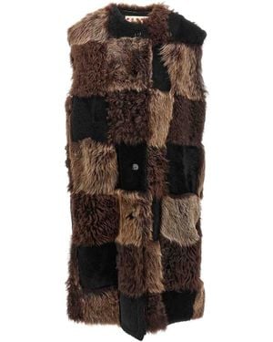 Marni Long Shearling Vest - Brown