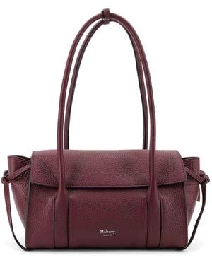 Mulberry Leather Shoulder Bag With Logo - Purple
