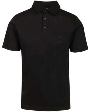 Giorgio Armani Cotton Interlock Polo Shirt - Black
