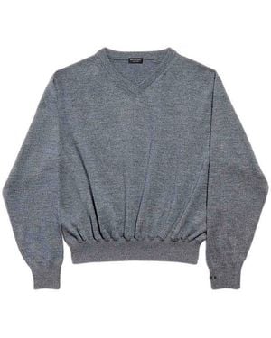 Balenciaga V-Neck Jumper - Grey