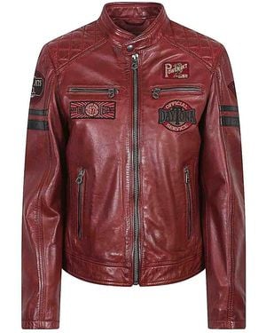 Daytona 73 Walkora Leather Moto Jacket - Red