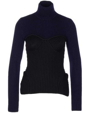Jean Paul Gaultier Bicolour Stretch Jumper - Blue